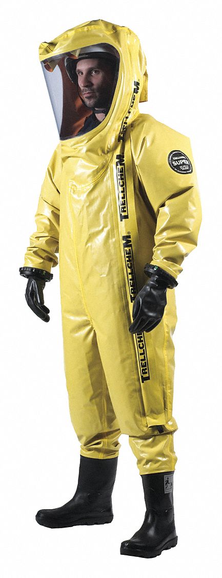 TRELLCHEM Traje Encapsulado, talla CH, Color Amarillo, Material Vitón®/Butilo/Poliamida Trajes