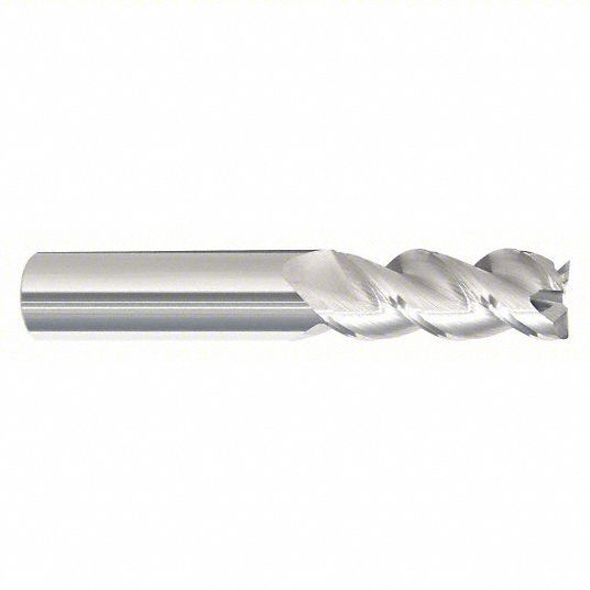Corner Radius End Mill: Carbide, 3 Flute, 1/4" Mill Dia, 3/4" LOC, 0.03" Rad