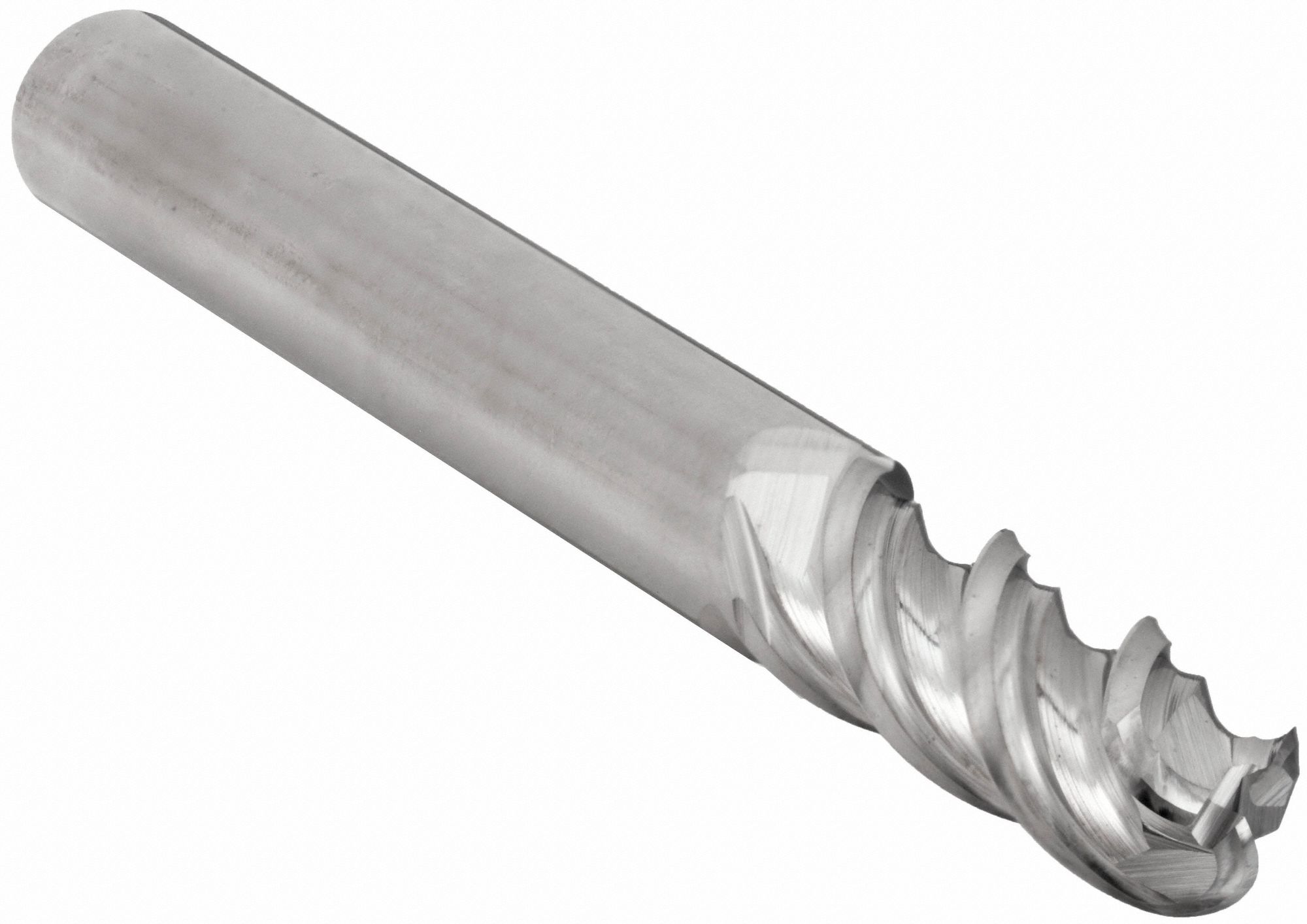 Ball End Mill: Carbide, 3 Flute, 1" Mill Dia, 1-3/4" LOC, 4" OAL, List 283