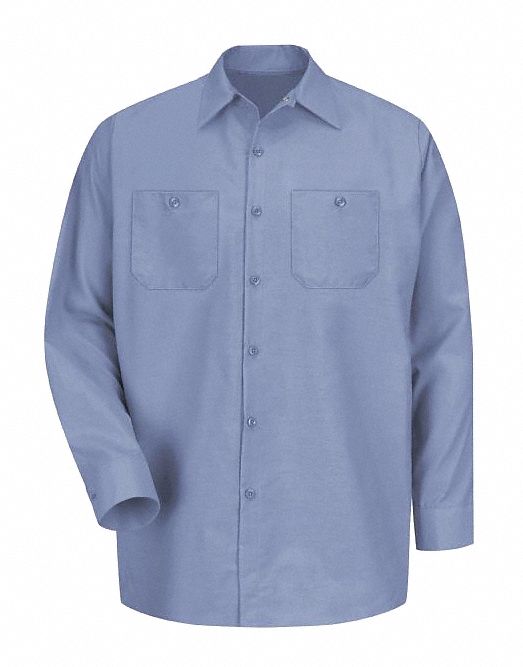 Mens Ls Lt Blue Poplin Work Shirt, 4XL: Men's, Long Sleeve, Tall, 20 1/2 in Neck Size