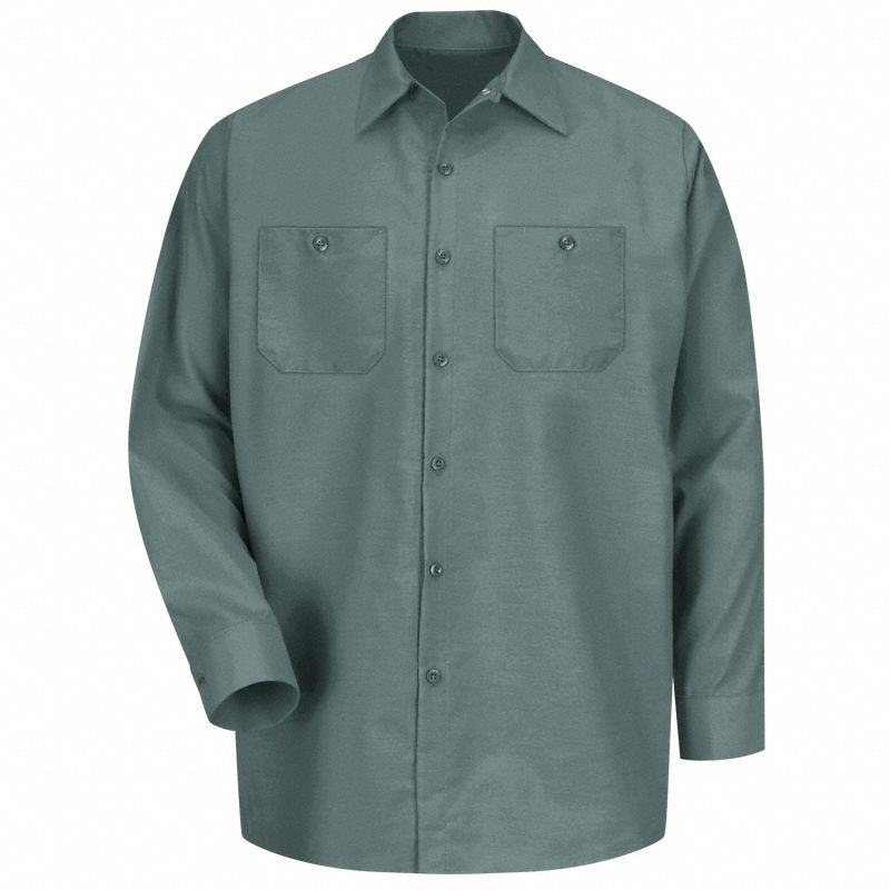 Mens Ls Lt Green Poplin Work Shirt, 3XL: Men's, Long Sleeve, Tall, 19 1/2 in Neck Size