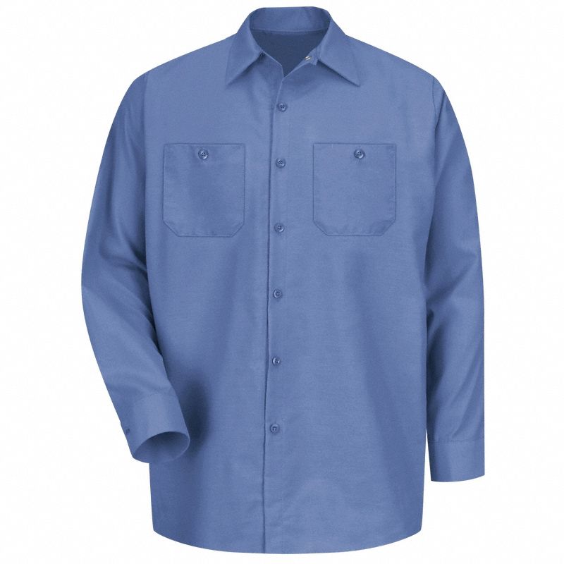 Mens Ls Petrol Blue Work Shirt, 2XL: Men's, Long Sleeve, Regular, 18 1/2 in Neck Size