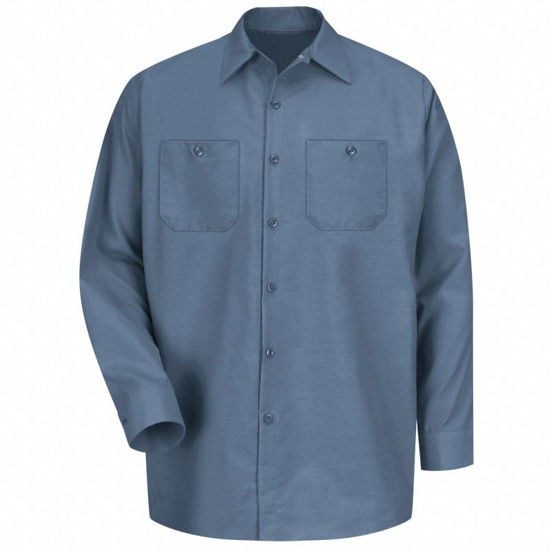 Mens Ls Post Blue Poplin Work Shirt, 2XL: Men's, Long Sleeve, Regular, 18 1/2 in Neck Size