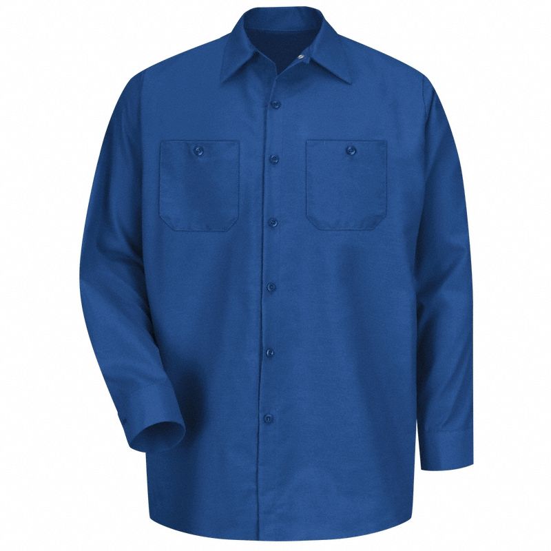 Mens Ls Royal Blue Poplin Wrk Shirt, 3XL: Men's, Long Sleeve, Regular, 19 1/2 in Neck Size