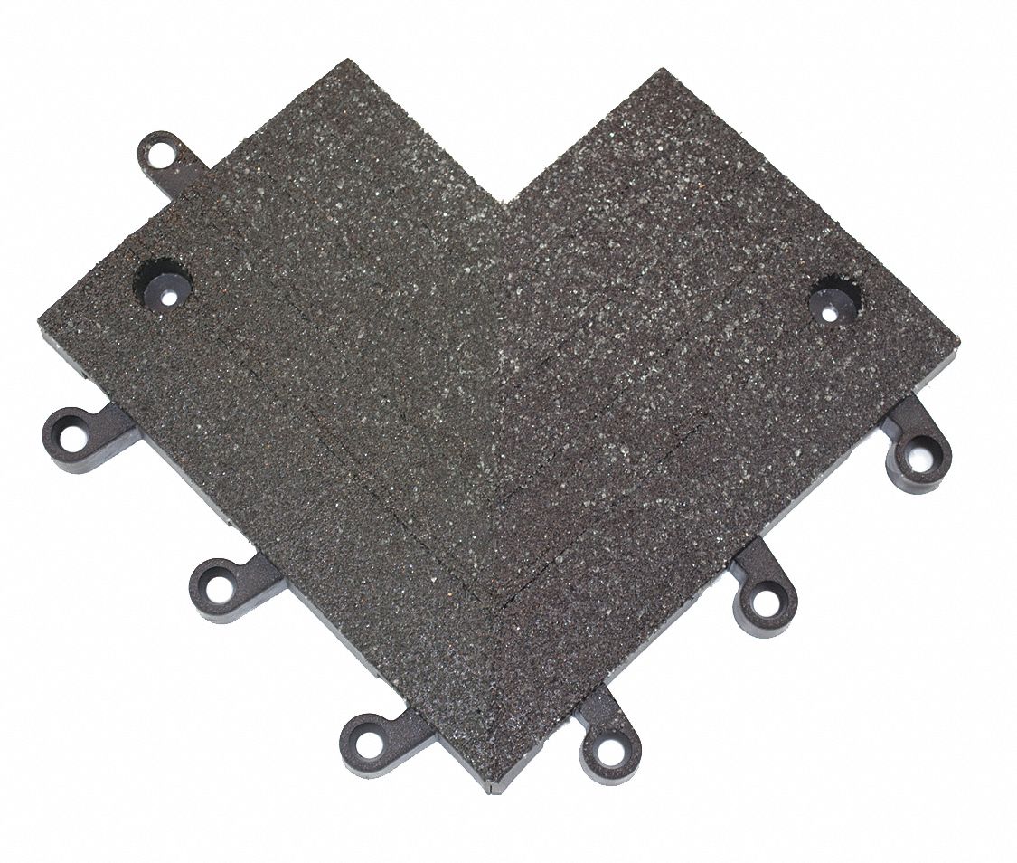 Ramp Inside Corner: Ramp Inside Corner, 9 in x 9 in, WEARWELL ErgoDeck™, Grit, Black, Vinyl, Vinyl