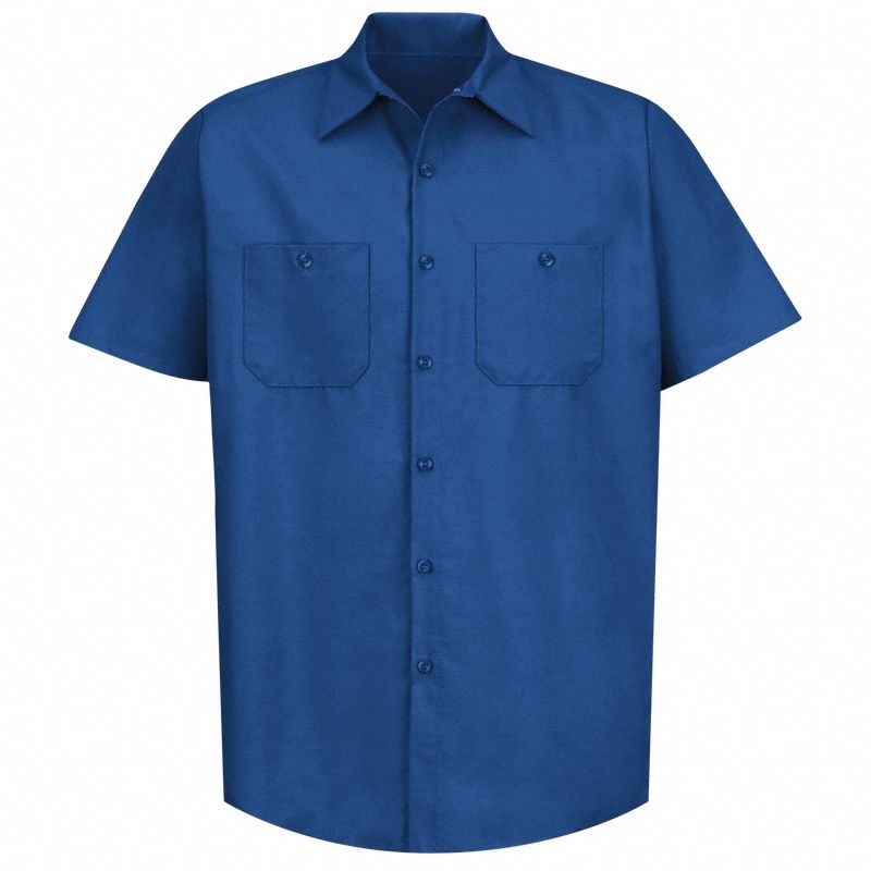 Mens Ss Royal Blue Poplin Wrk Shirt, 3XL: Men's, Short Sleeve, Regular, 19 1/2 in Neck Size