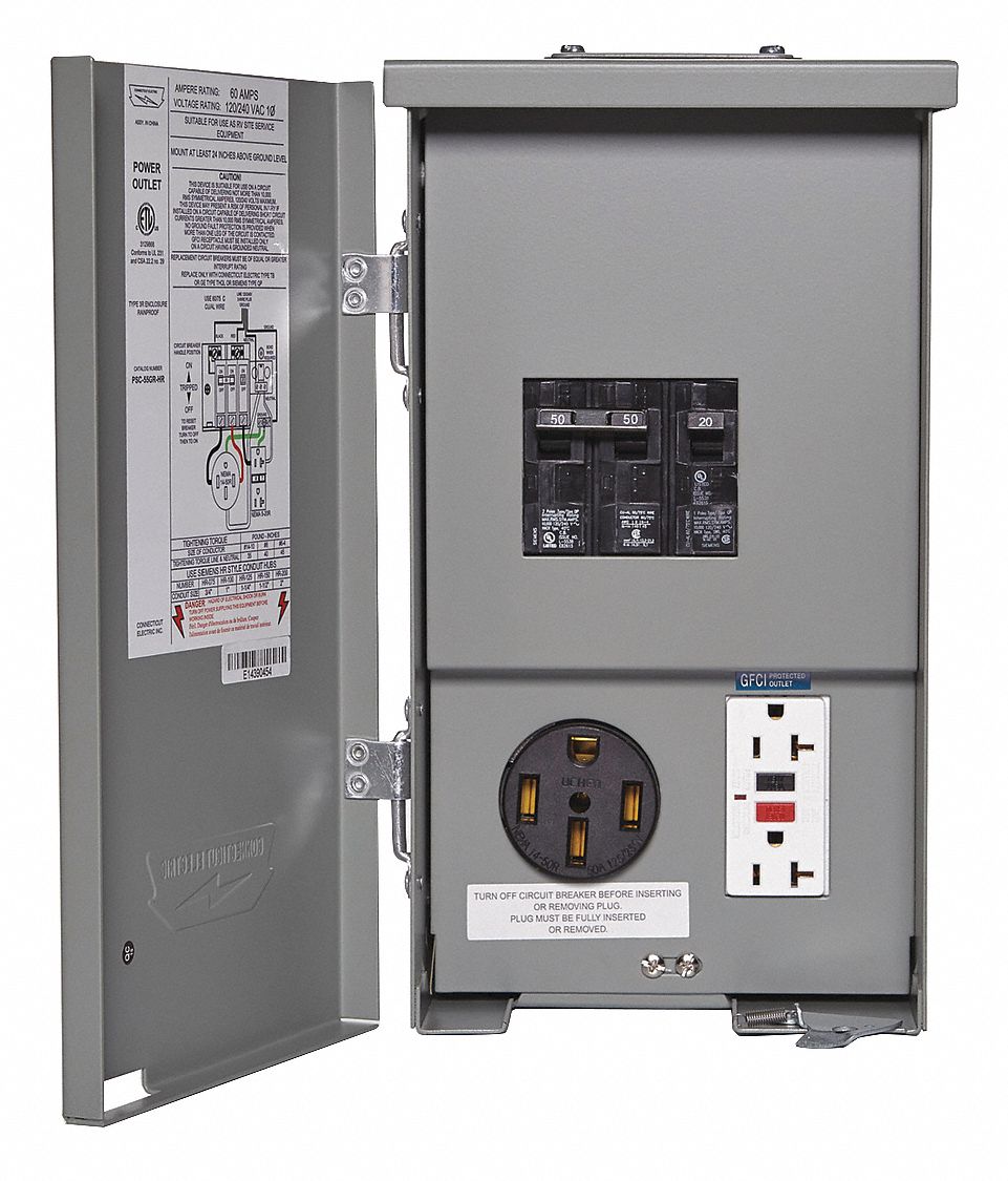 CESMPSC, RV Power Ouletw/2 Breakers,60A, RV Power Ouletw/2 Breakers,60A 43WN47CESMPSC55GRHR