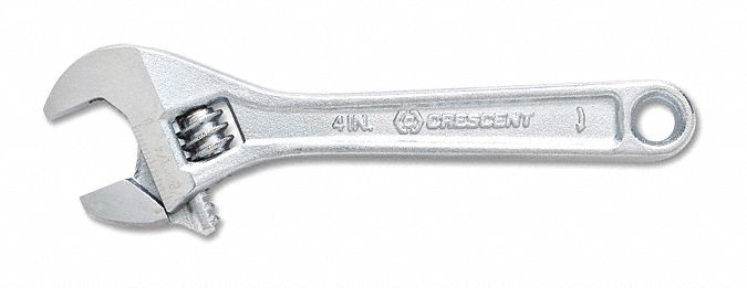 Adjustable Wrench, 10", Chrome, Carded