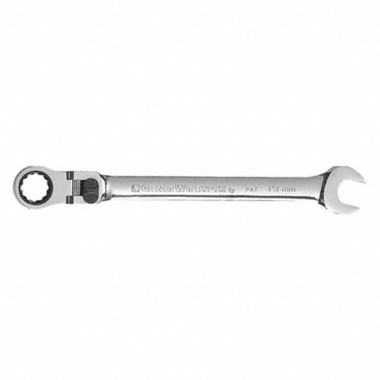 GEARWRENCH Wrench,Rat Comb,Flex 19mm, Alloy Steel, Chrome, 19 mm Head