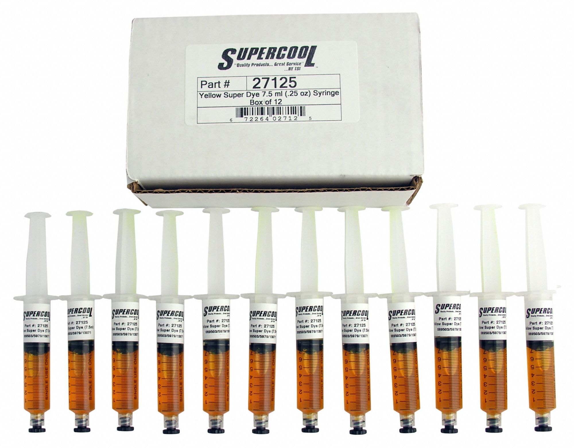 SUPERCOOL A/C Dye Syringes Refills A/C Dye Syringe, Automotive A/C, Plastic, 7 in Overall Lg