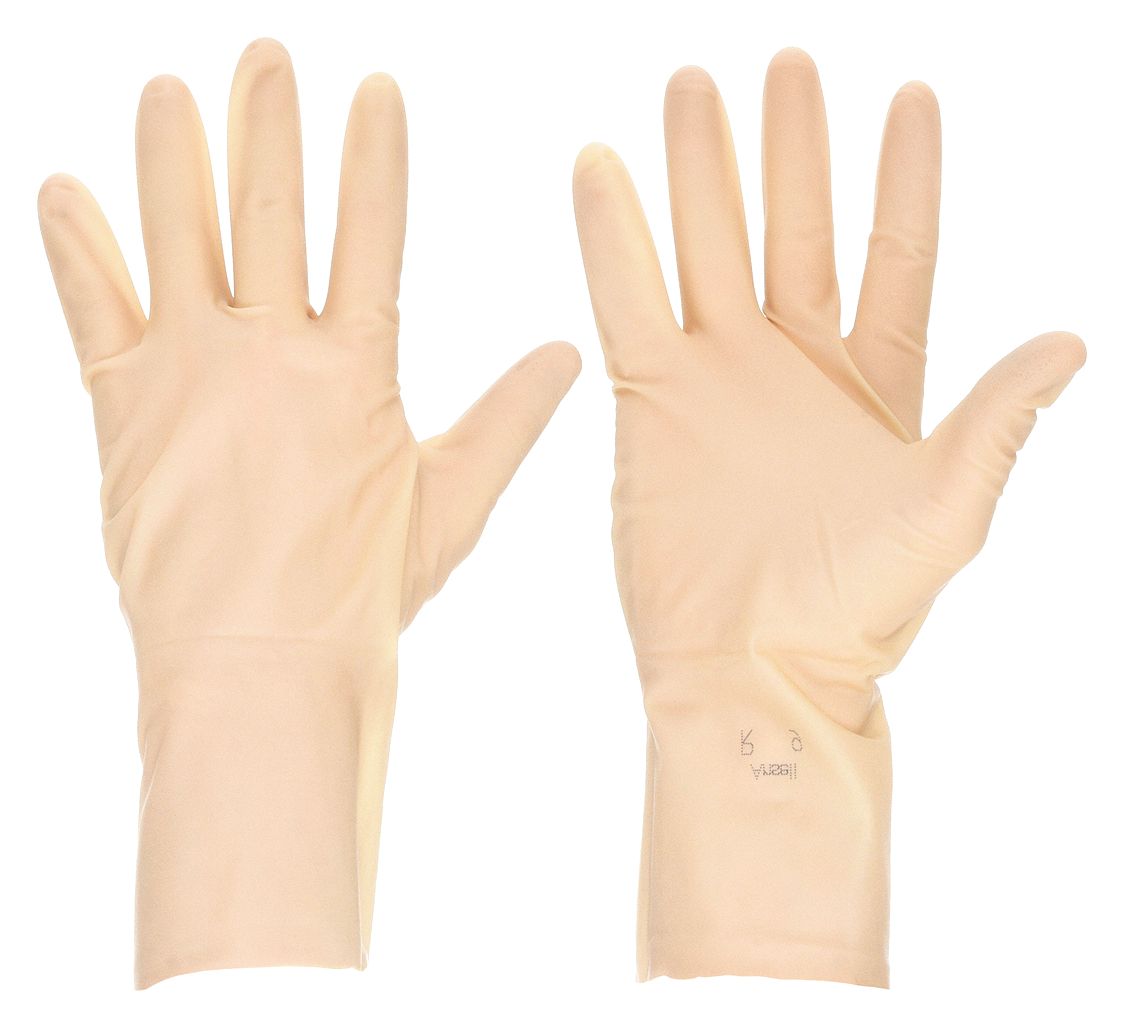 Disposable Gloves: ISO 5, Non-Sterile, 5 mil, Latex, M ( 8 ), Grain, Fingertips, 1, 000 PK