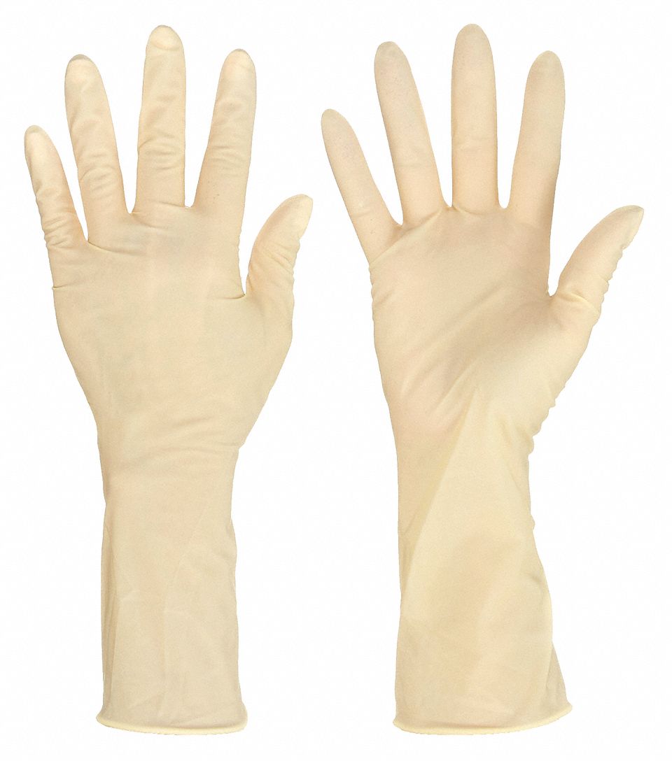 Disposable Gloves: ISO 5, Non-Sterile, 5 mil, Latex, S ( 7 ), Grain, Fingertips, 1, 000 PK