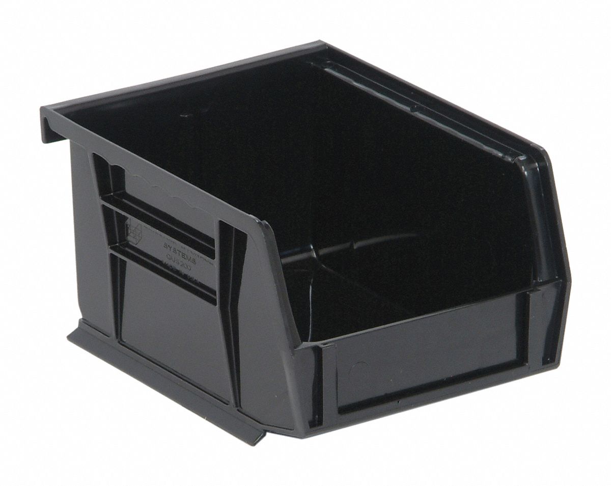 QUANTUM STORAGE SYSTEMS ESD Conductive Bin, Black, PP, 3 in 43Y401