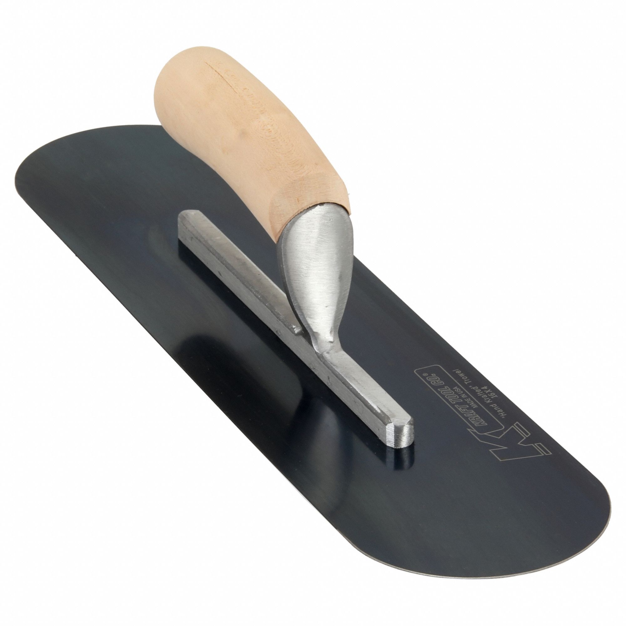 POOL TROWEL, BLUE STEEL BLADE, ROUND BLADE, 4 IN BLADE W, 16 IN BLADE L