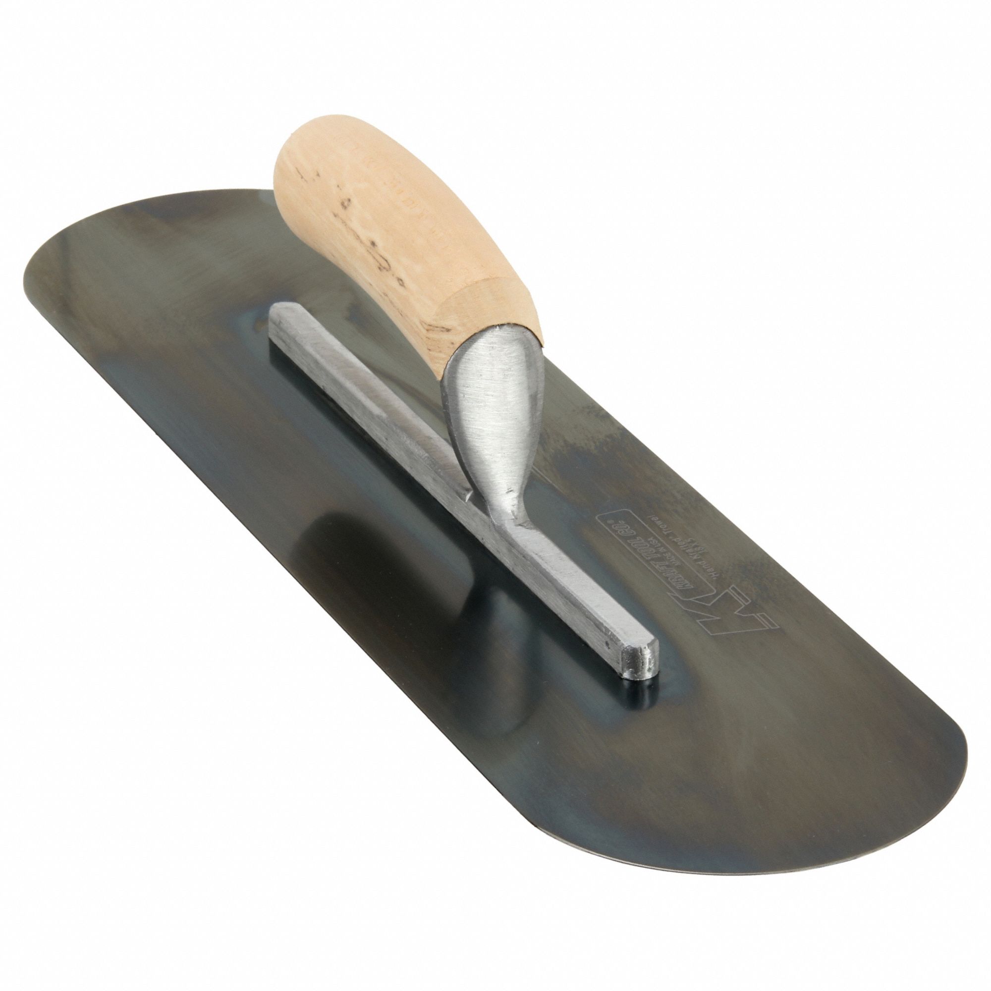 POOL TROWEL, BLUE STEEL BLADE, ROUND BLADE, 5 IN BLADE W, 18 IN BLADE L