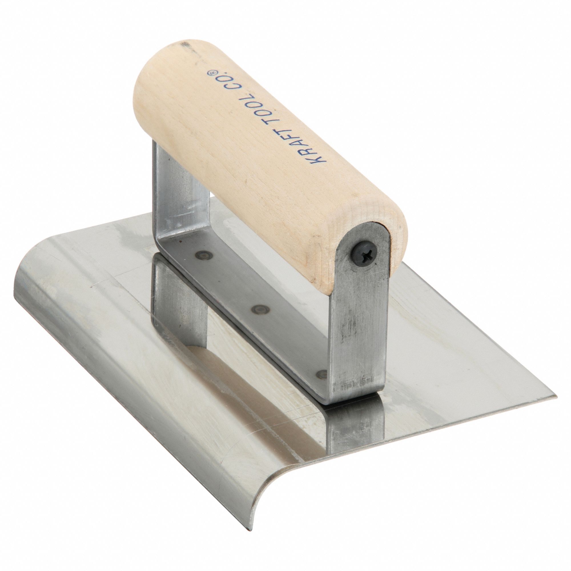 Concrete Sidewalk Edger: Stainless Steel, 6 in Blade Lg, 4 in Blade Wd, Wood