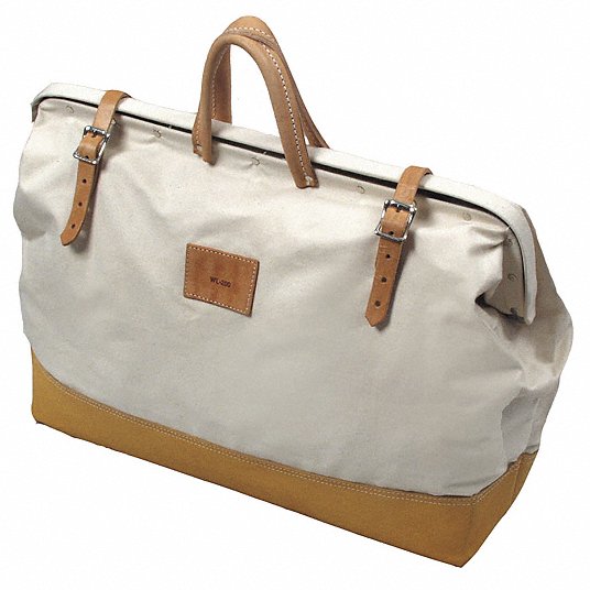 Tool Bag: Canvas, 1 Pockets, 20 in Overall Wd, 6 1/2 in Overall Dp, 14 in Overall Ht