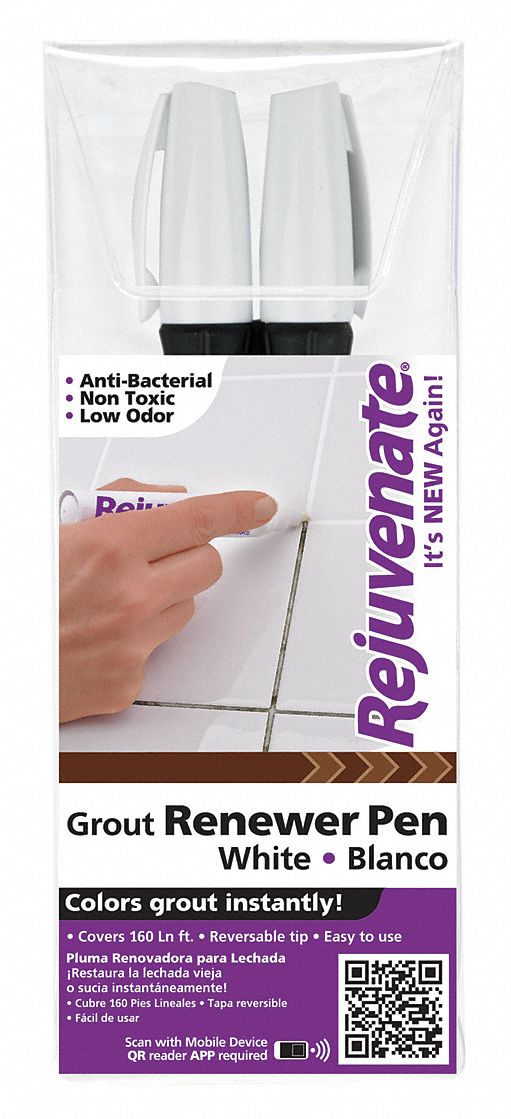 REJUVENATE Grout Marker, White, Medium Bullet Tip, 50°F to 150°F, 12 PK 43Y686RJ2GMW (WHITE