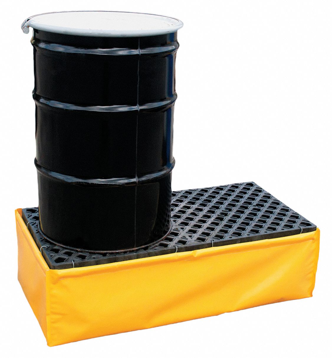 DRUM SPILL CONTAINMENT PALLET, FOR 2 DRUMS, 66 GAL CAPACITY, 1,200 LB LOAD CAPACITY