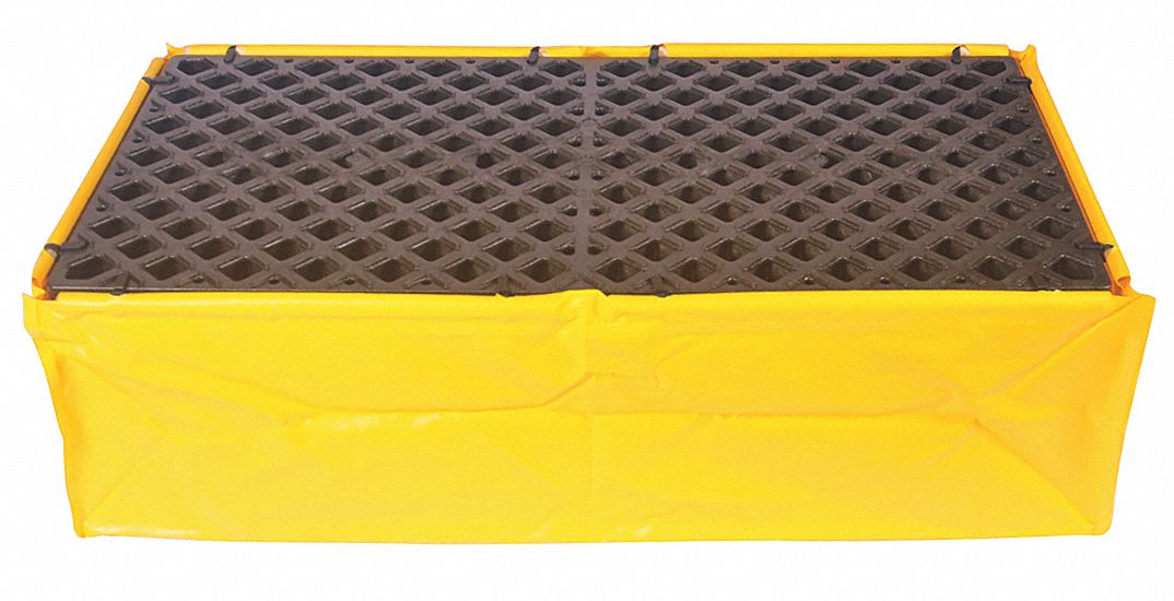 DRUM SPILL CONTAINMENT PALLET, FOR 2 DRUMS, 66 GAL CAPACITY, 1,200 LB LOAD CAPACITY