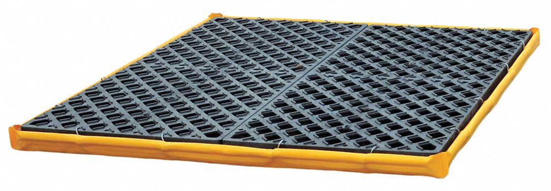 Spill Deck: For 4 Drums, 22 gal Spill Capacity, 6, 000 lb Load Capacity, Yellow, For 0 IBC
