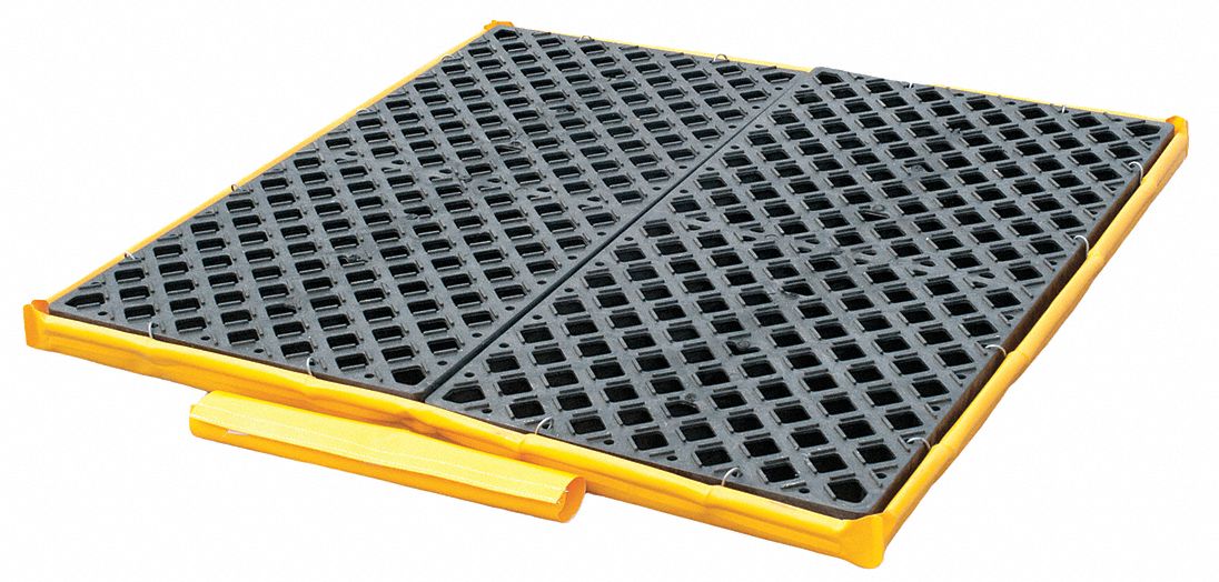 PLATEFORME DE DÉVERSEMENT ULTRA, 51 PO X 48 PO, HAUTEUR 5 PO, POUR 4 BARILS DE 55GALS, CAPACITÉ DE 110 GAL, JAUNE