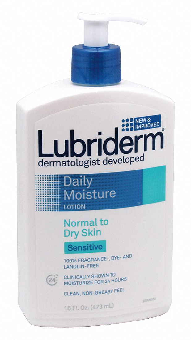 LUBRIDERM Hand and Body Lotion, Unscented, 16 oz Pump Bottle, 12 PK