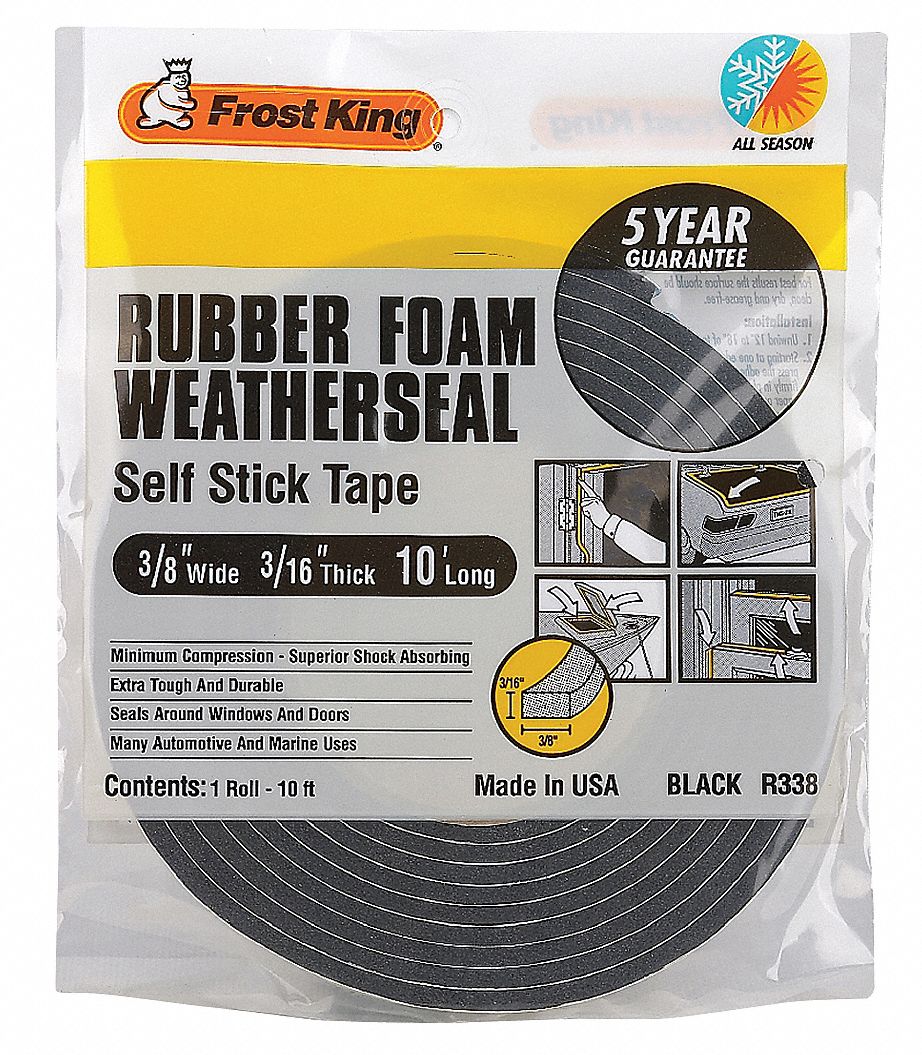 FROST KING Foam Rubber, Adhesive Foam Seal, Black, 10 ft Overall Length