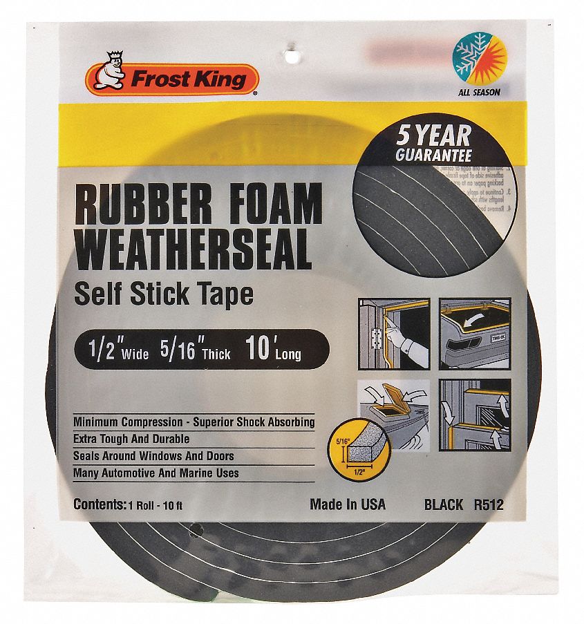 Weather Seal Rubber Foam Black 10 ft L