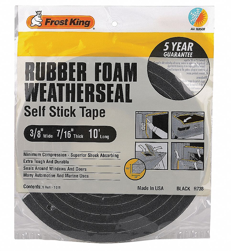 H3684 Weather Seal Rubber Foam Black 10 ft L