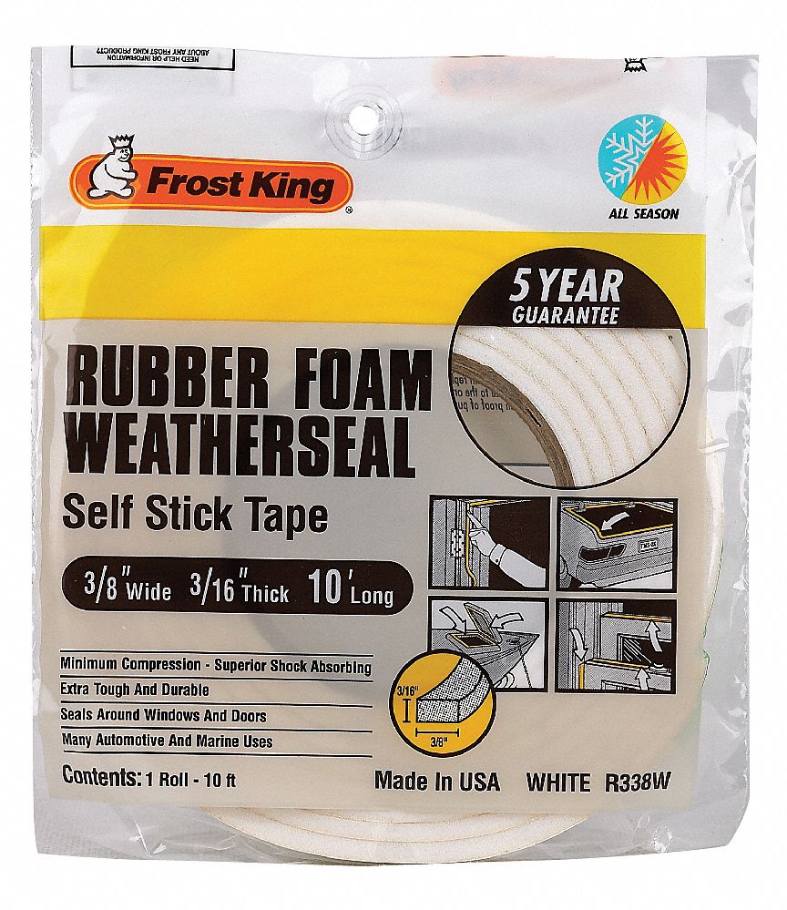 H3681 Weather Seal Rubber Foam White 10 ft L