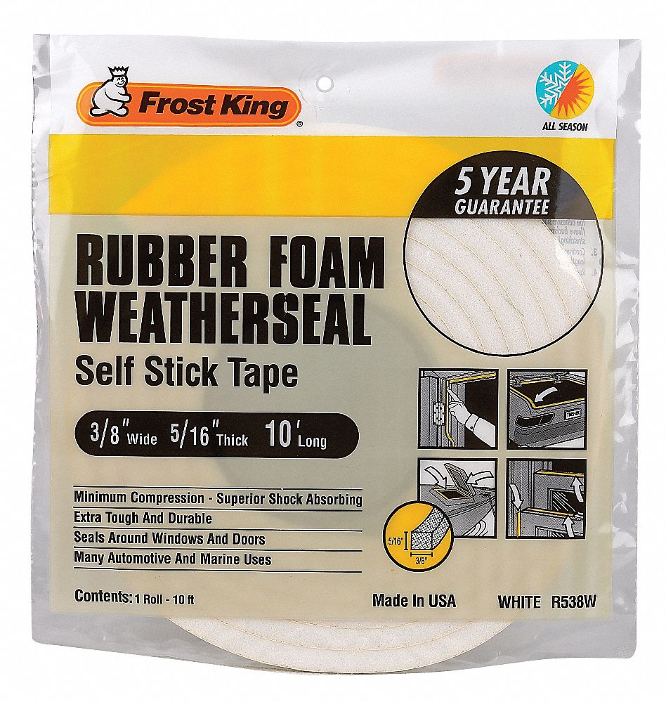 H3682 Weather Seal Rubber Foam White 10 ft L