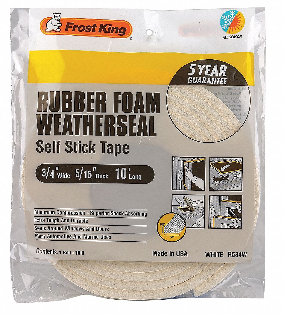 H3683 Weather Seal Rubber Foam White 10 ft L