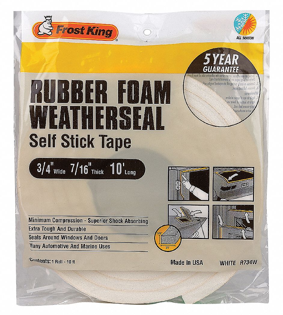 H3685 Weather Seal Rubber Foam White 10 ft L