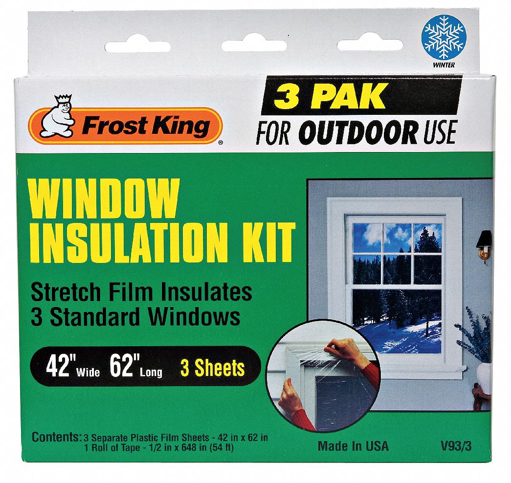FROST KING Window Kit, Outdoor, 42" W x 62" L 43Y846V93/3 Grainger