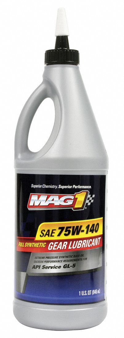 Gear Oil: Synthetic, 1 qt Container Size, Bottle, 75W-140, 186 Viscosity Index