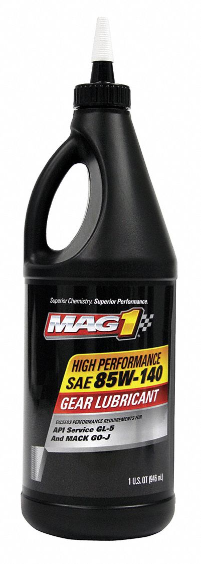 Gear Oil: 1 qt Container Size, Bottle, 85W-140, 100 Viscosity Index, API GL-5/SAE J2360