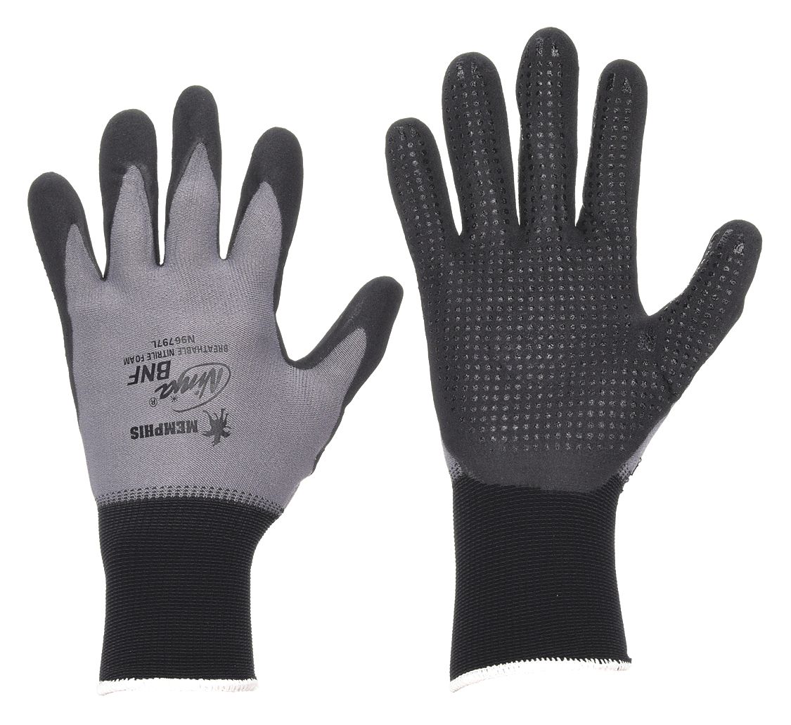 COATED GLOVES,NITRILE/NYLON,S,BLK/GY,PR