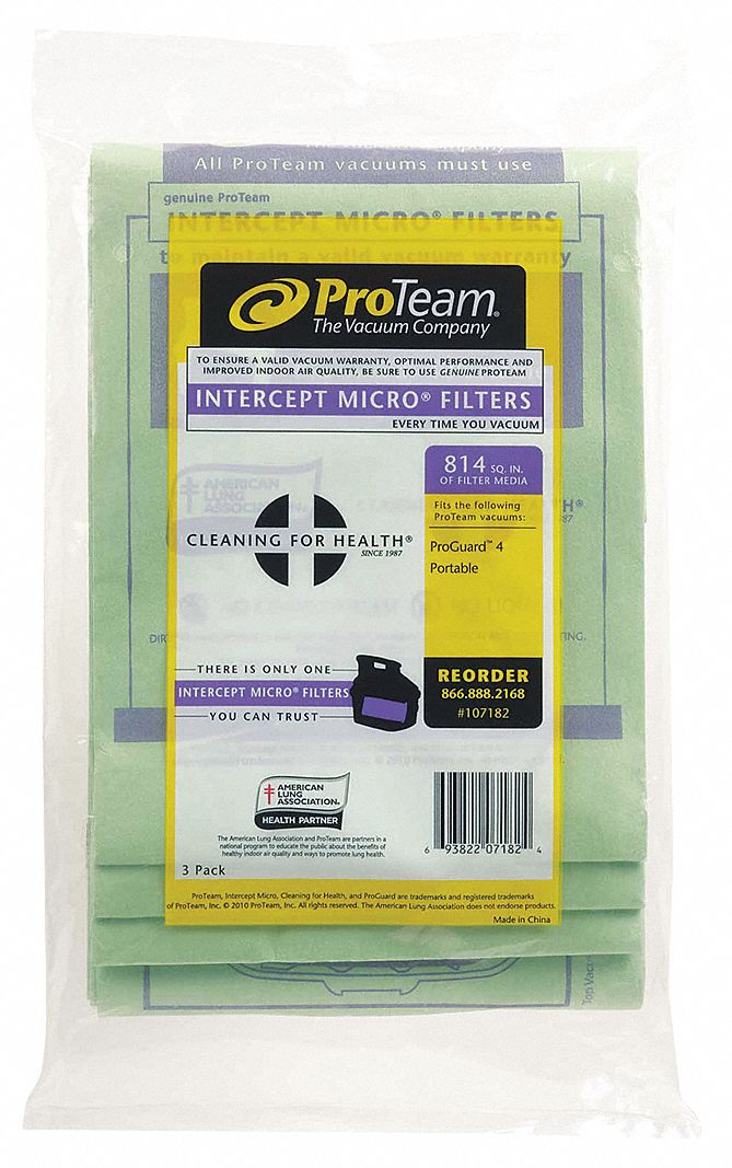 Vacuum Bag: ProTeam, Dry, Paper, 2-Ply, Std, 107182