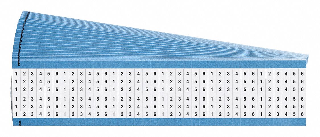 Wire Markers, Legend 1 to 6, Blk/Wht, PK25