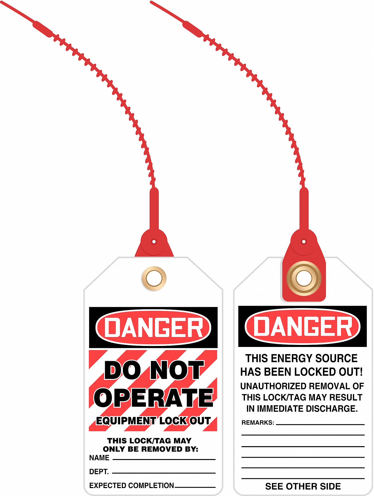 Loop n Lock Danger Tag, Plastic, Do Not Operate Equipment Lock Out, 5-7 ...
