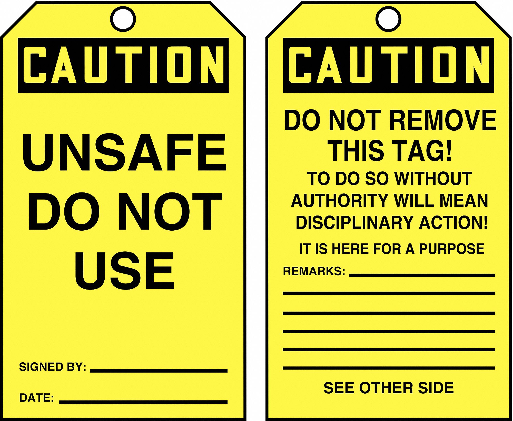 7 Tag Size, Yellow, Tags By The Roll 43Z199TAR132 Grainger