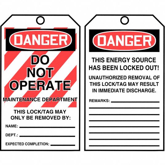 DANGER THIS TAG & LOCK TO BE REMOVED ONLY BY BILINGUAL TAG - Mutual