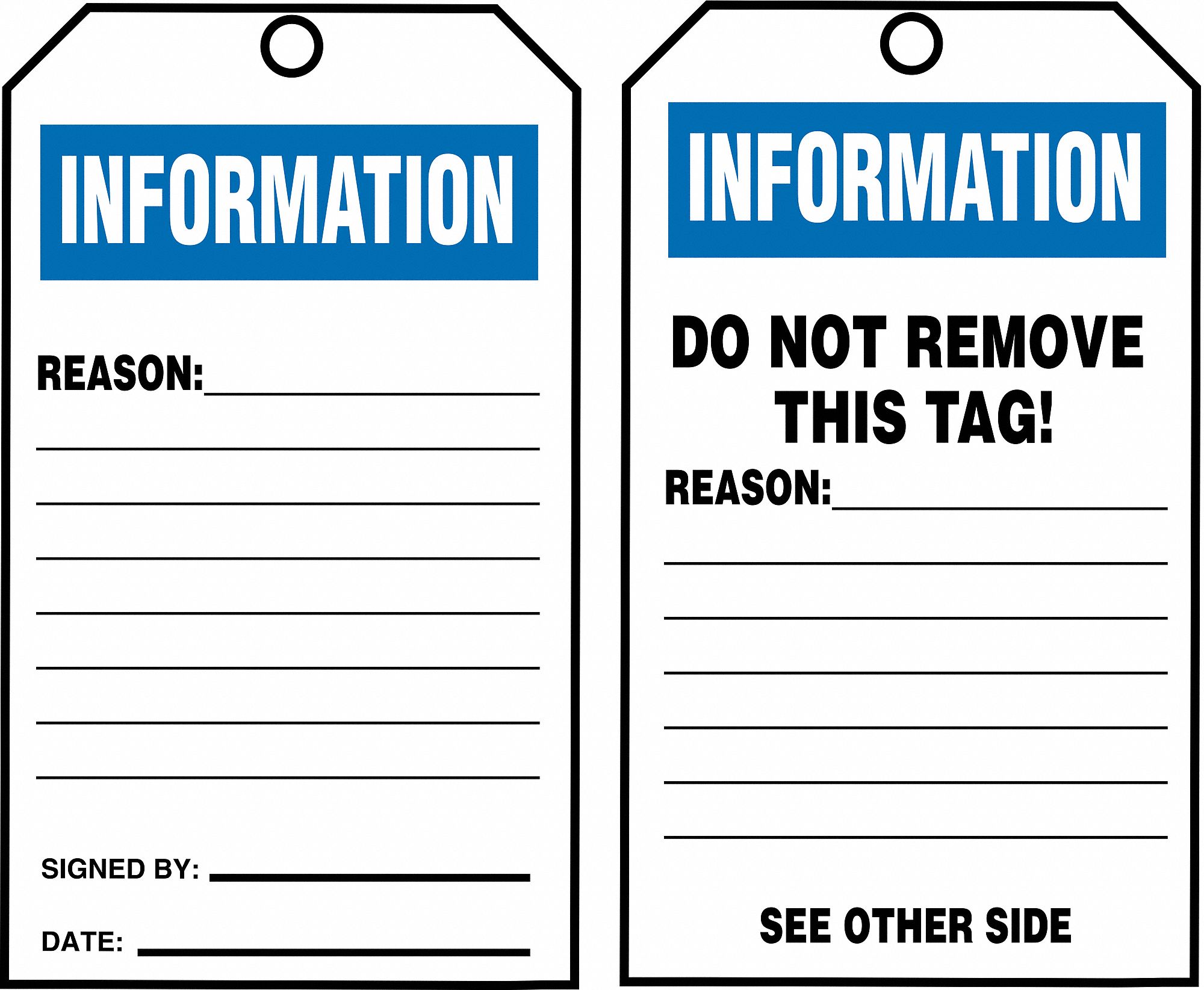 7 Tag Size, White, Tags By The Roll 43Z227TAR726 Grainger