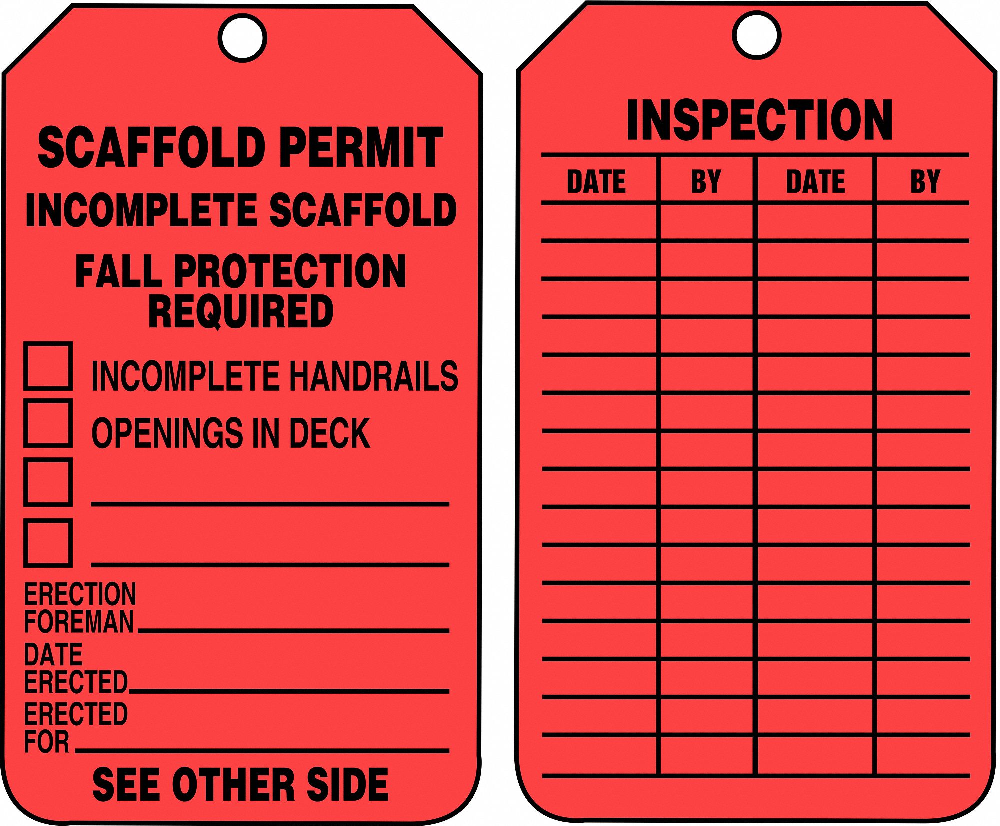 ACCUFORM Permit Tag, Danger, 5 3/4 in Height, 3 1/4 in Width, Plastic