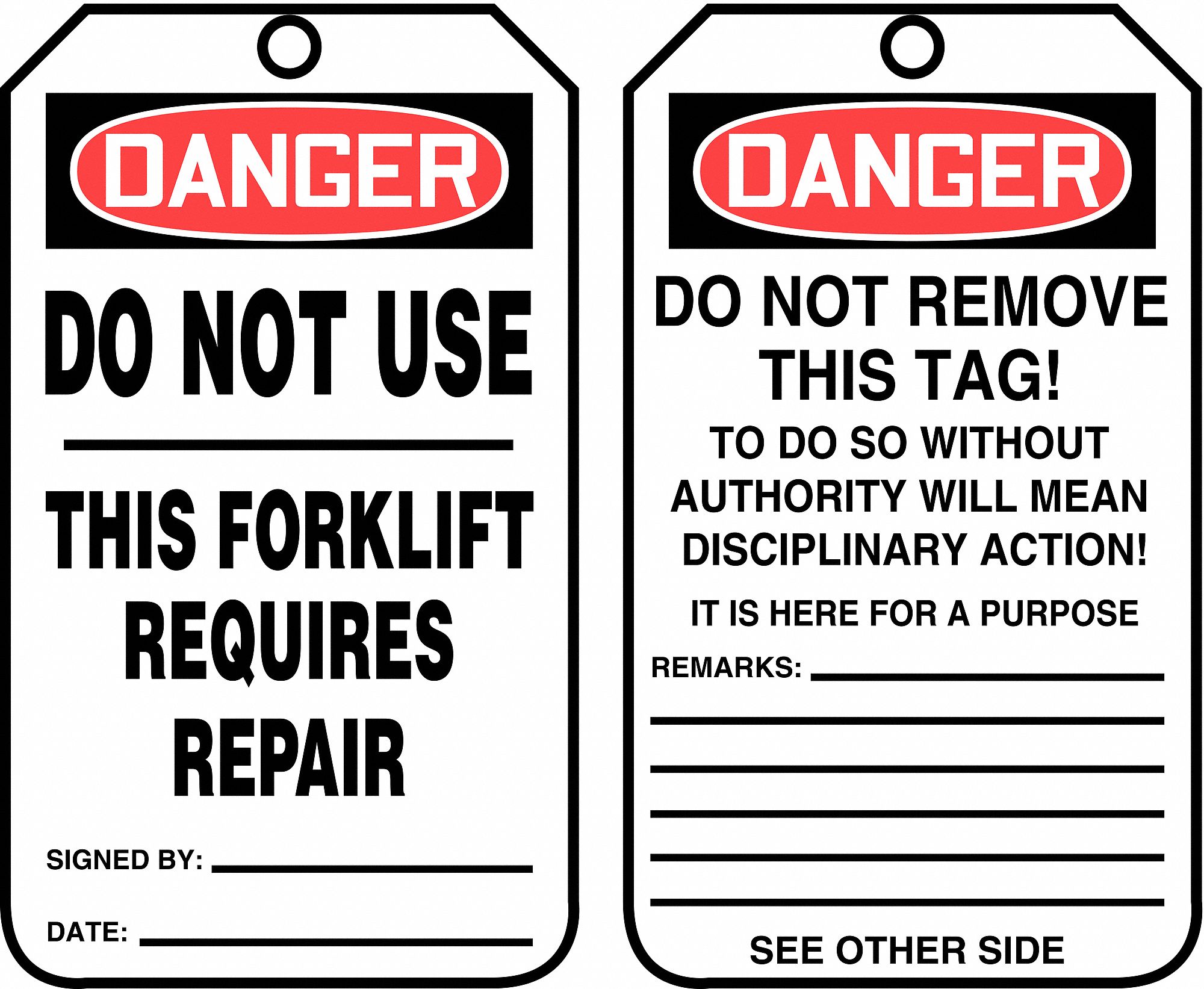 Tag: Danger, 3 1/4 in Wd, 5 3/4 in Ht, White, PF-Cardstock, 0.01 in Thick, Rectangle, English, 25 PK
