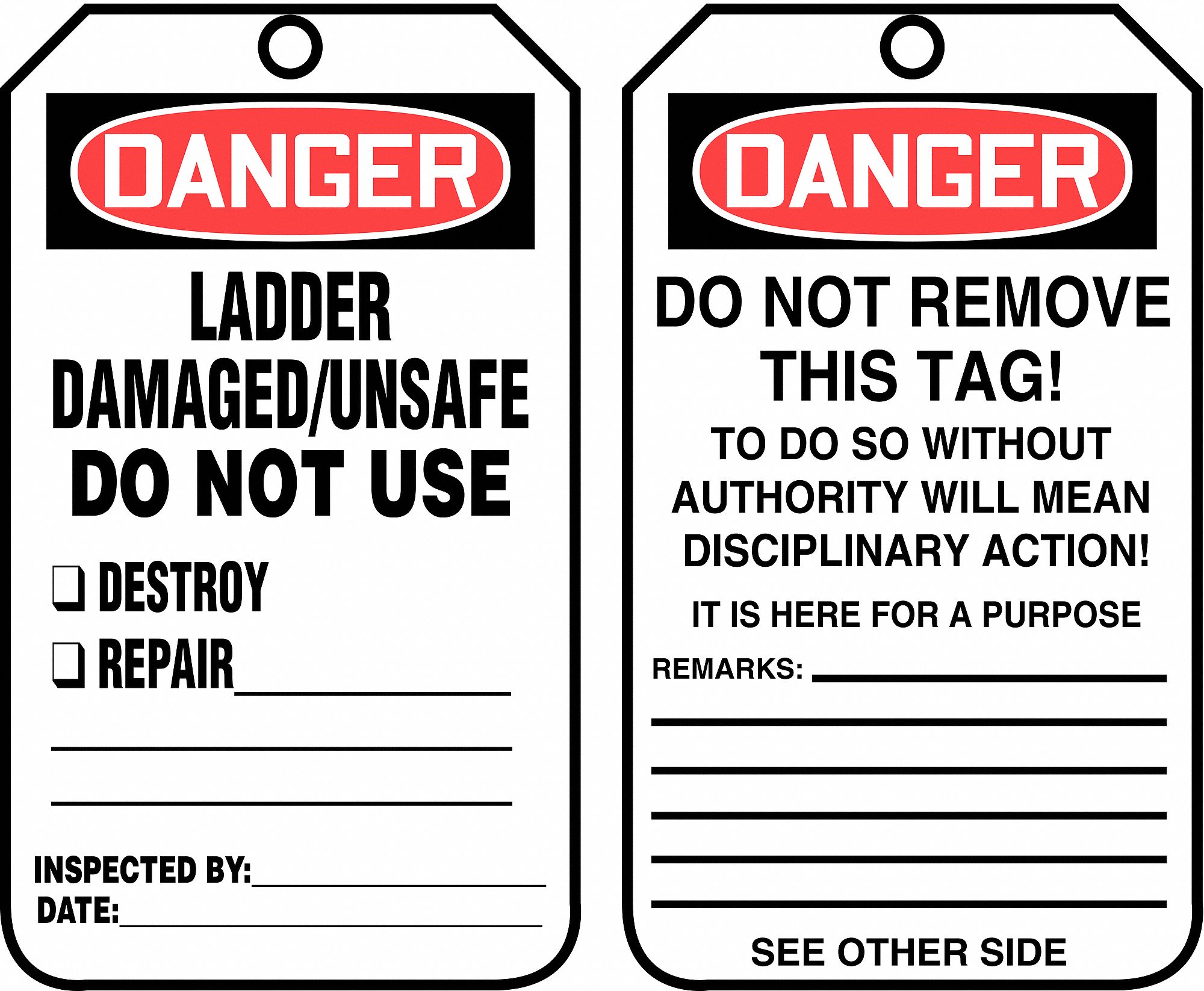 Accuform danger tag danger 5 3 4 in height 3 1 4 in width cardstock