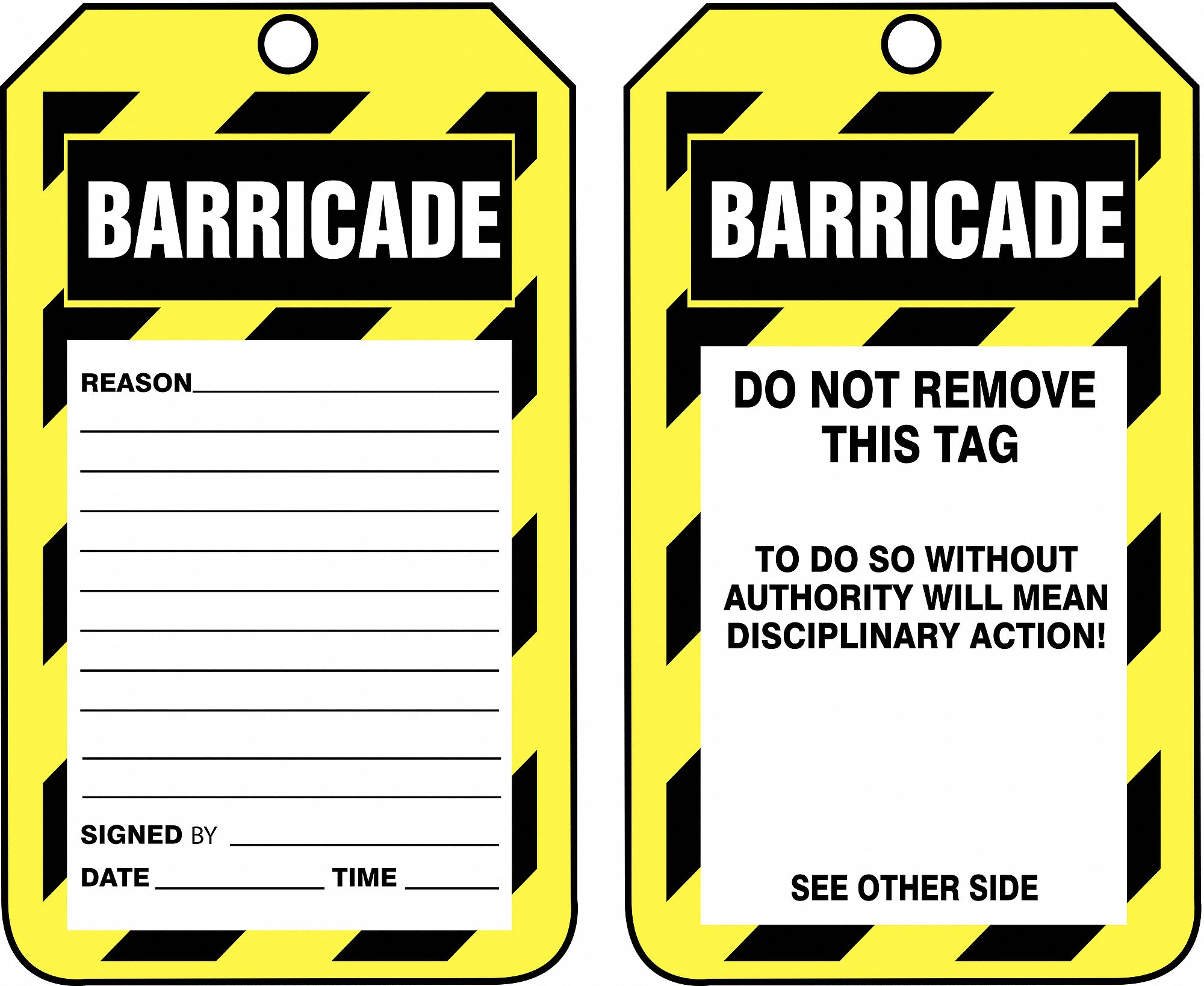 Barricade Tag,5-3/4 x 3-1/4,PK25