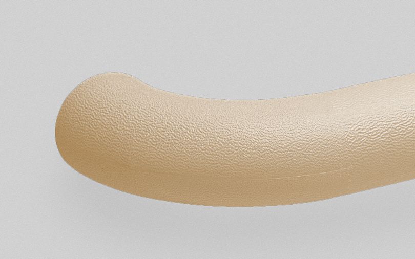 Handrail Return: Right-Hand Return, PVC, Tan, Round, 1 1/2 Inch, 1 1/2 in Mounted Ht