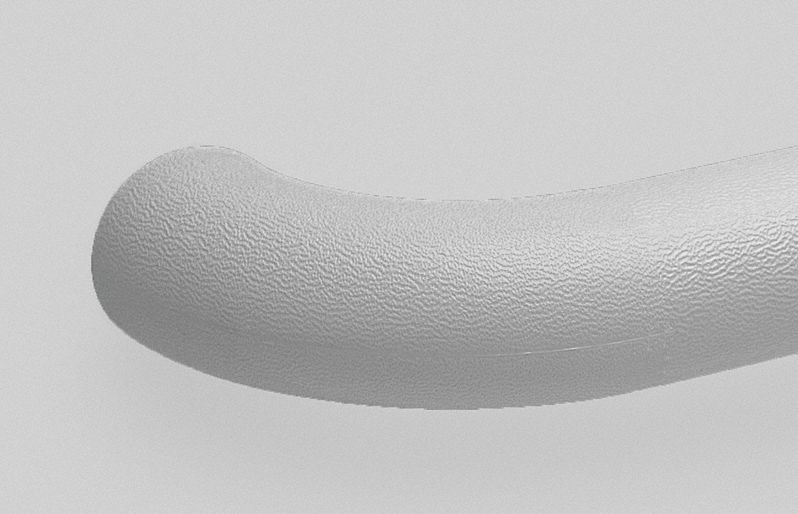 Handrail Return: Right-Hand Return, PVC, Silver Gray, Round, 1 1/2 Inch